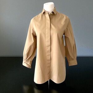 ANN MASHBURN NWOT TWILL POPOVER PUFF SLEEVE SHIRT SIZE X-SMALL